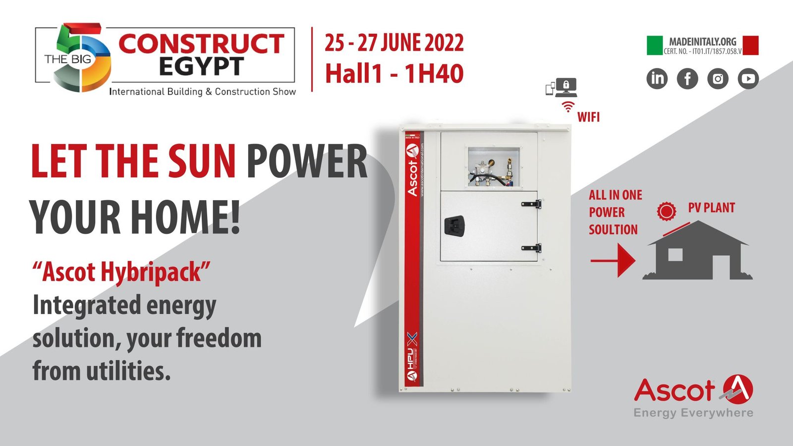 Ascot Team will be present at Booth The Big 5 – International Building & Construction Show on 25 – 27 JUNE!